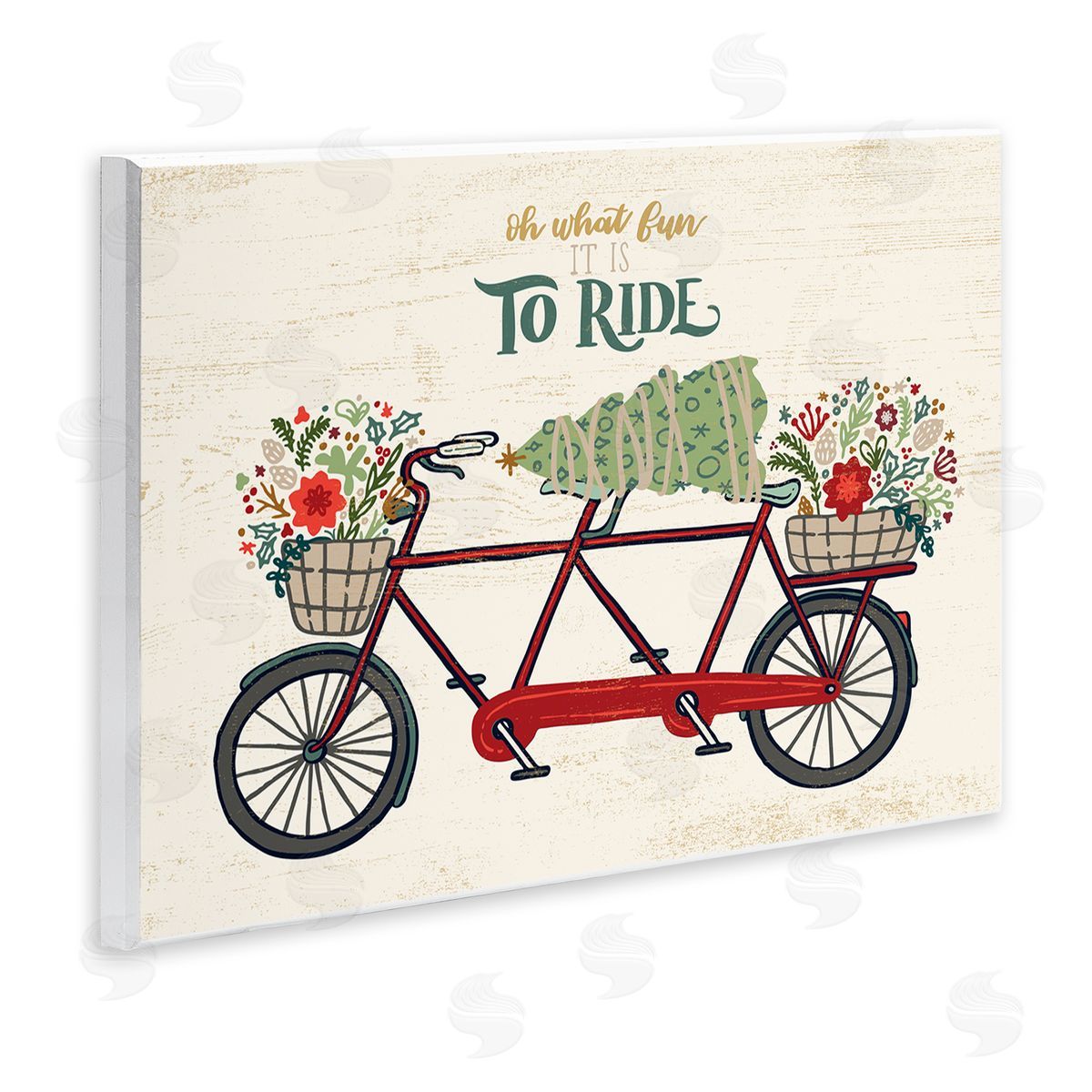 Zirkus Design Oh What Fun Christmas Sentiments Red Tandem Bicycle Wall Plaque Art