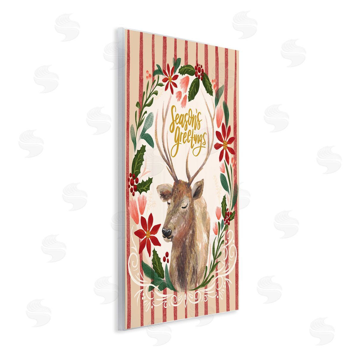 Zirkus Design Seasons Greetings Holiday Wreath Soft Reindeer Portrait Wall Plaque Art