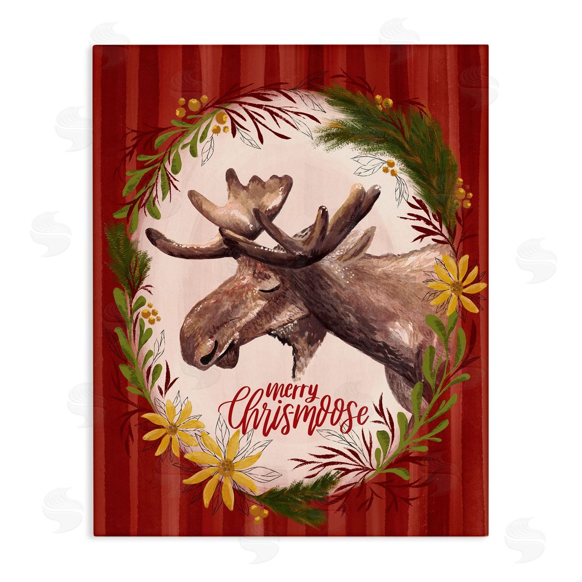 Zirkus Design Merry Chris-Moose Holiday Wreath Rustic Animal Pun Canvas Wall Art