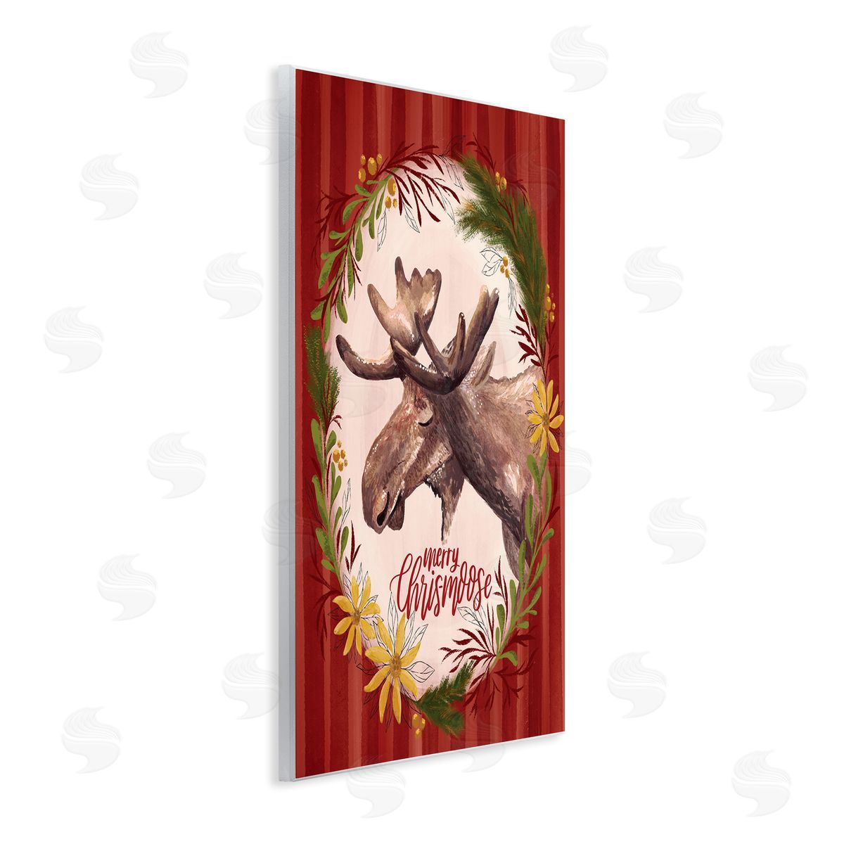 Zirkus Design Merry Chris-Moose Holiday Wreath Rustic Animal Pun Wall Plaque Art