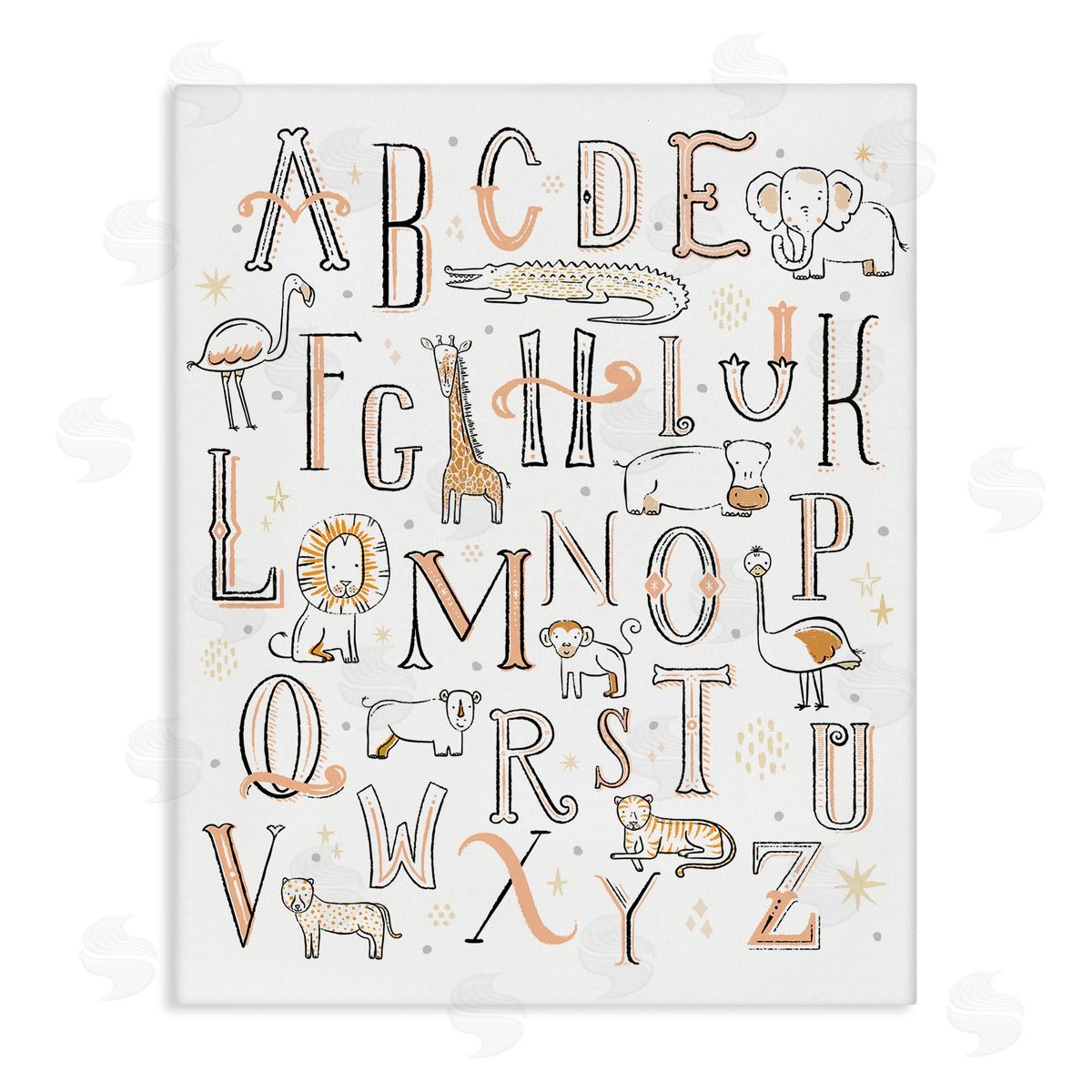 Nursery Animal Alphabet Chart Canvas Wall Art, Home Decor by Zirkus Design