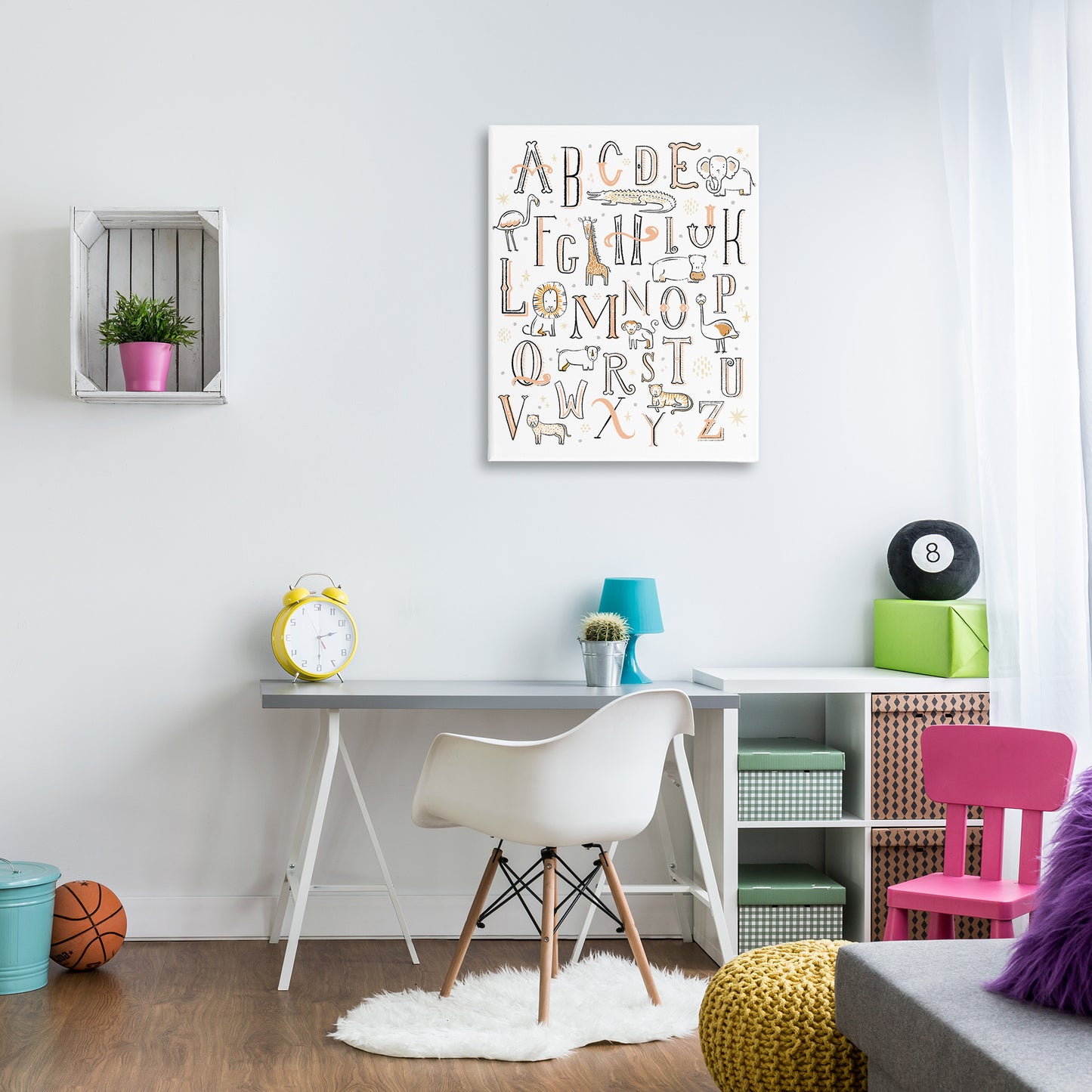 Nursery Animal Alphabet Chart Canvas Wall Art in Room, Home Decor by Zirkus Design