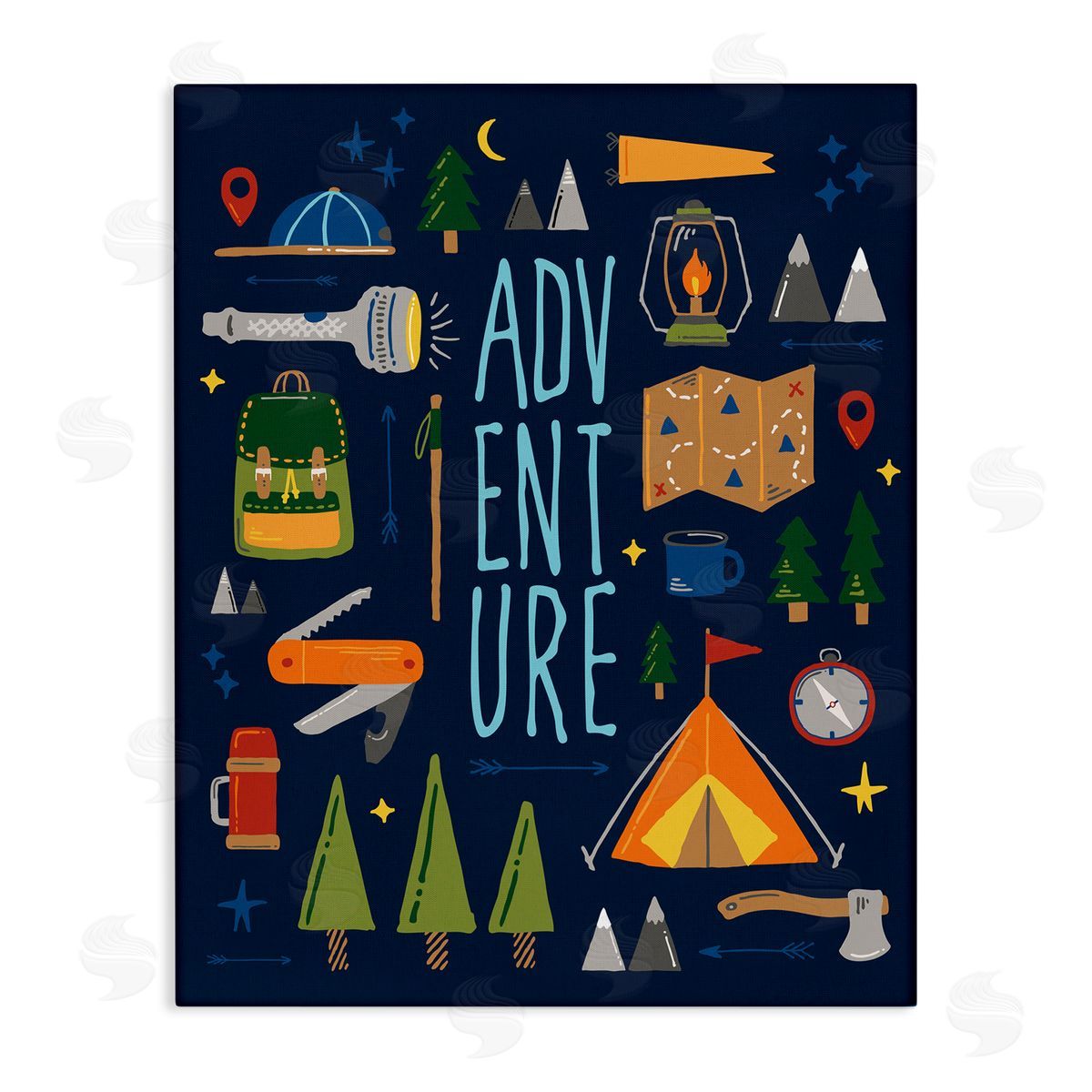 Zirkus Design Outdoor Adventure Phrase Rustic Camping Activities Canvas Wall Art
