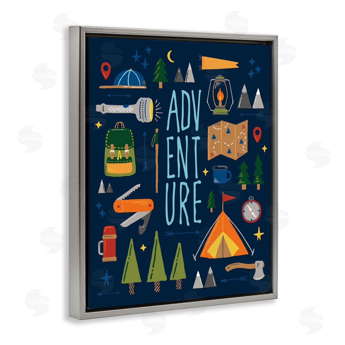 Zirkus Design Outdoor Adventure Phrase Rustic Camping Activities Gray Floater Frame Canvas Art
