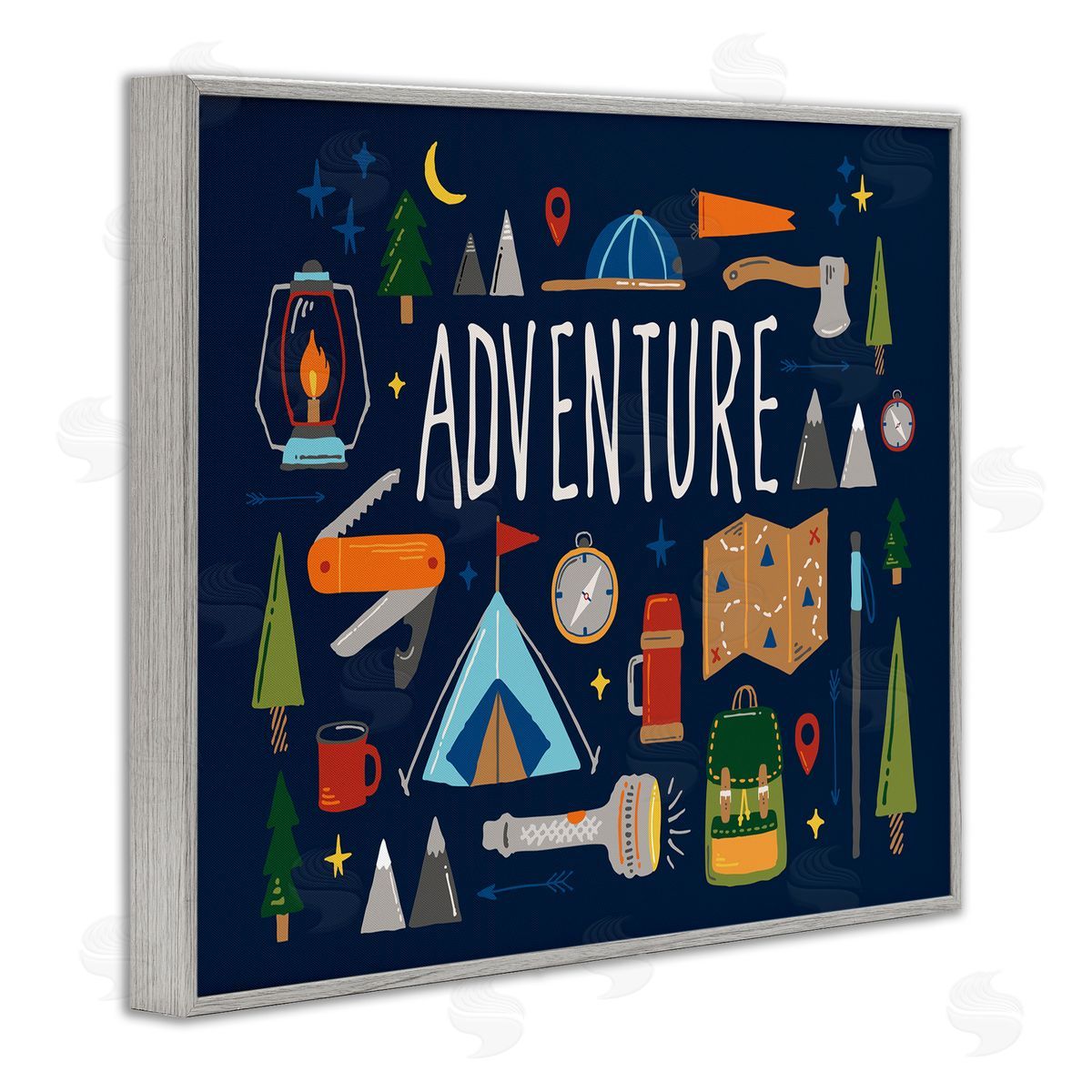 Zirkus Design Adventure Sentiment Outdoor Camping Necessities Gray Framed Giclee Wall Art