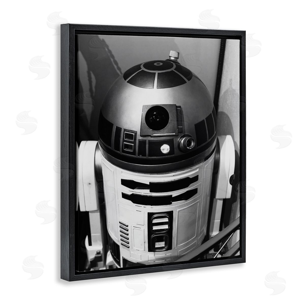 Nice Nshuti Science Fiction Robot Icon Black and White Photograph Black Floater Frame Canvas Art