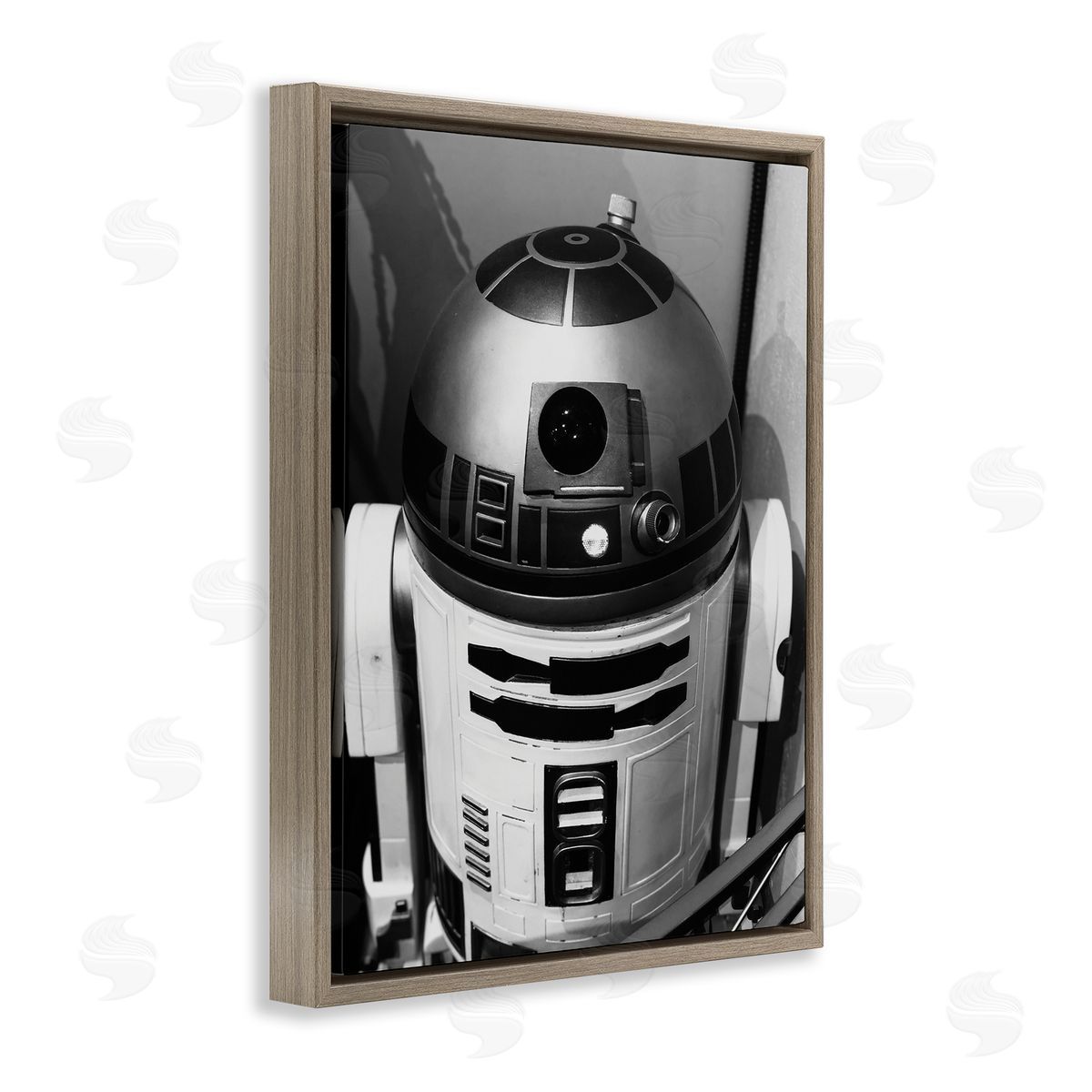 Nice Nshuti Science Fiction Robot Icon Black and White Photograph Brown Floater Frame Canvas Art