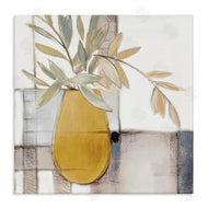 Lanie Loreth | Yellow Foliage Vase over Abstract Grid Pattern
