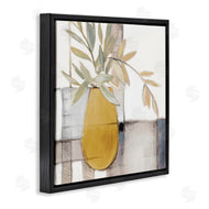 Lanie Loreth | Yellow Foliage Vase over Abstract Grid Pattern