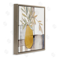 Lanie Loreth | Yellow Foliage Vase over Abstract Grid Pattern