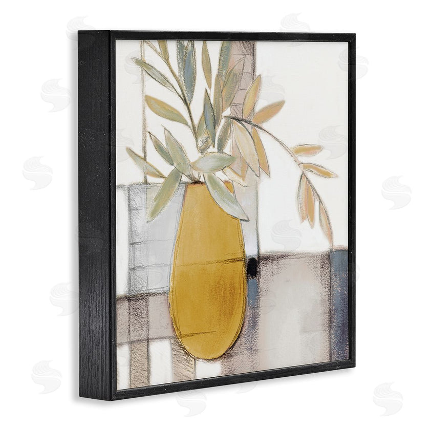 Lanie Loreth | Yellow Foliage Vase over Abstract Grid Pattern