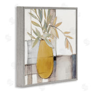 Lanie Loreth | Yellow Foliage Vase over Abstract Grid Pattern
