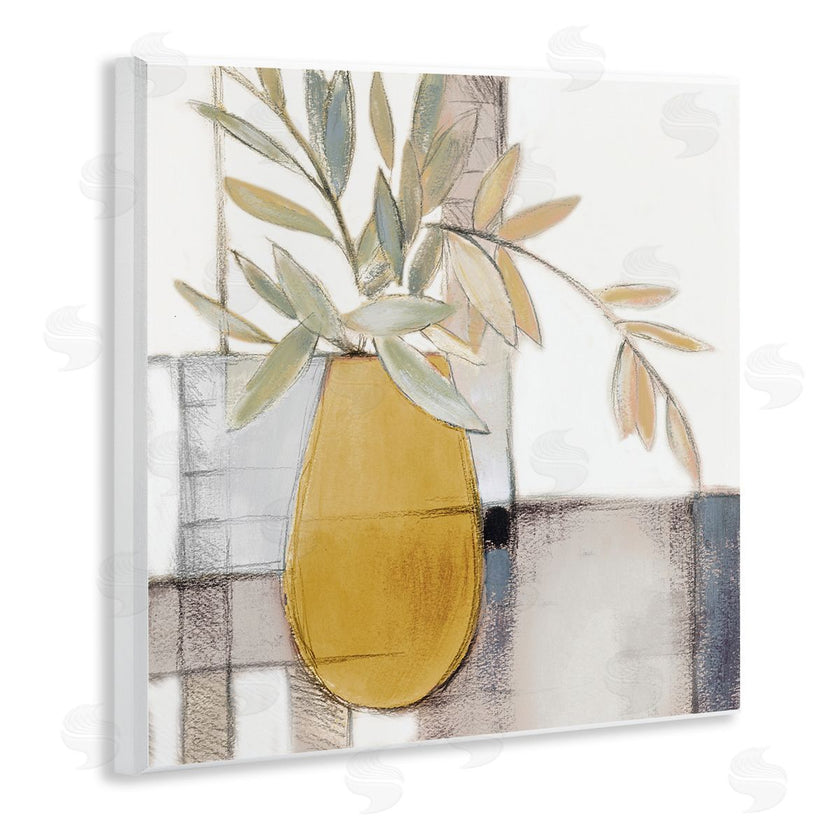 Lanie Loreth | Yellow Foliage Vase over Abstract Grid Pattern