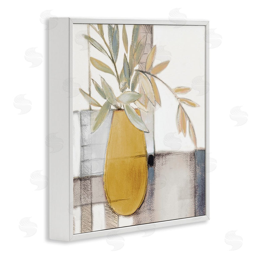 Lanie Loreth | Yellow Foliage Vase over Abstract Grid Pattern