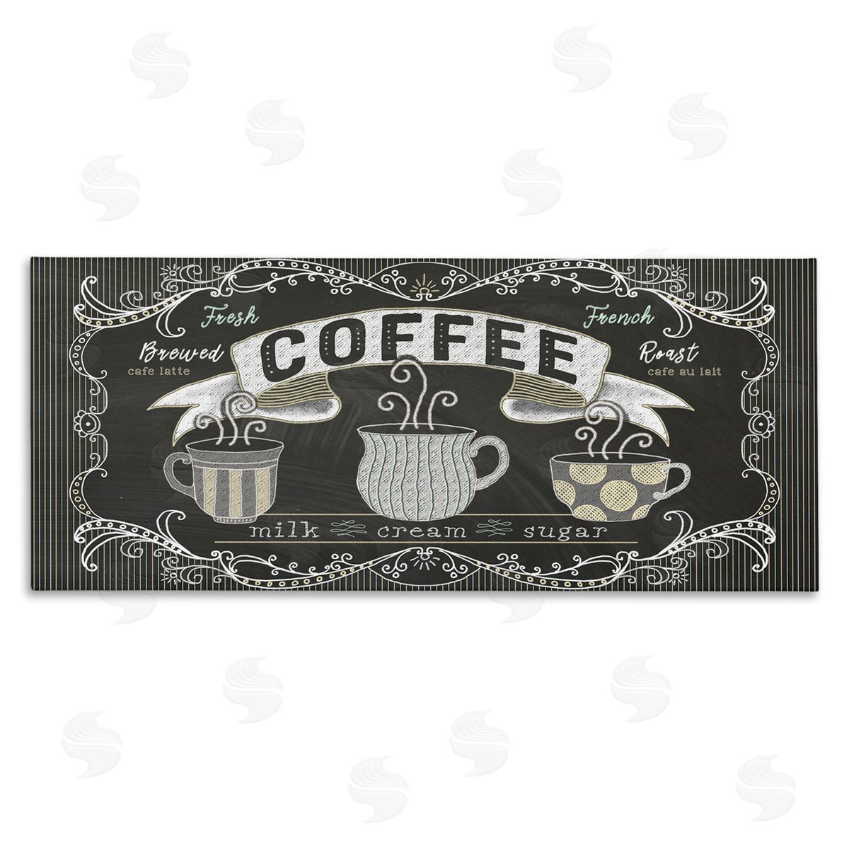 Andi Metz Freshly Brewed Coffee Sign Parisian Pattern Canvas Wall Art