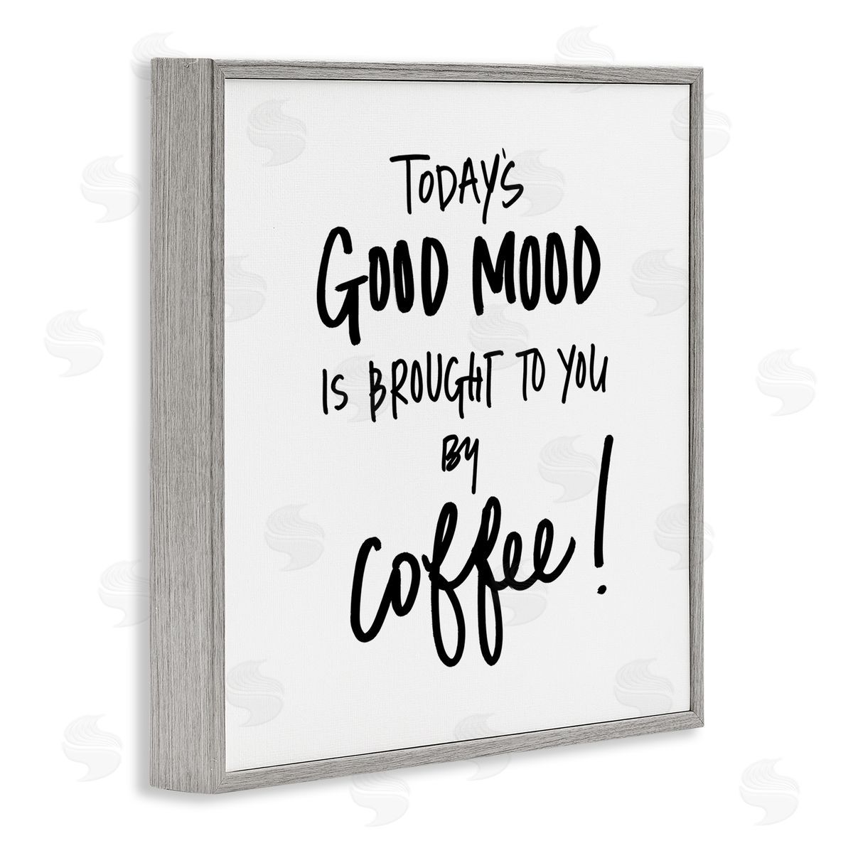 SD Graphics Studio Good Mood Brought By Coffee Phrase Kitchen Humor Gray Framed Giclee Wall Art