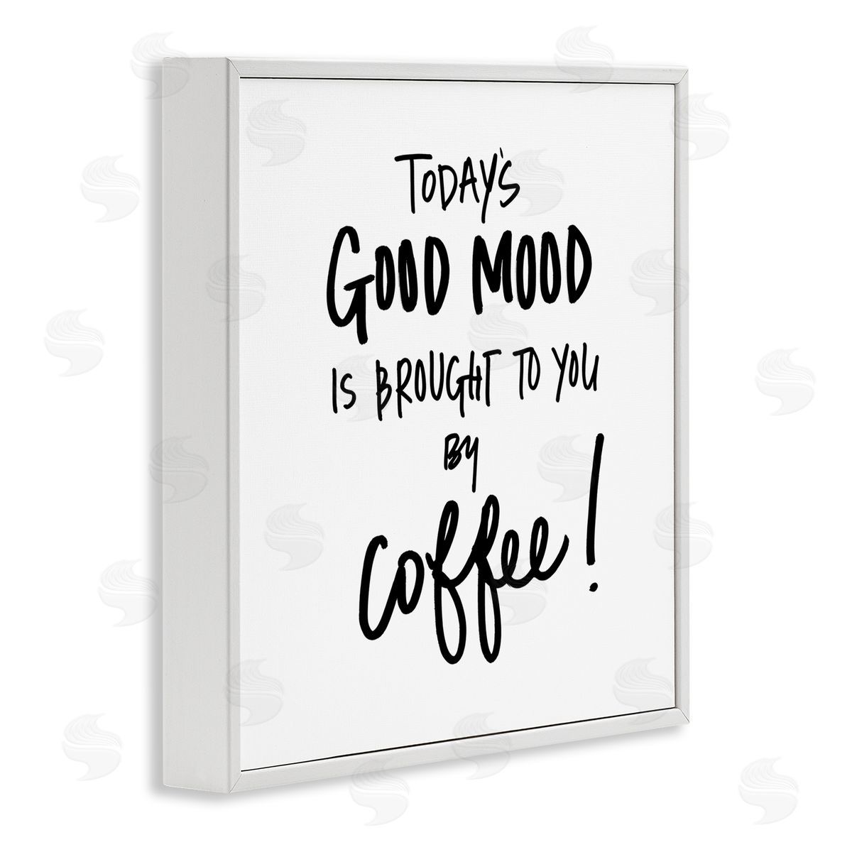 SD Graphics Studio Good Mood Brought By Coffee Phrase Kitchen Humor White Framed Giclee Wall Art