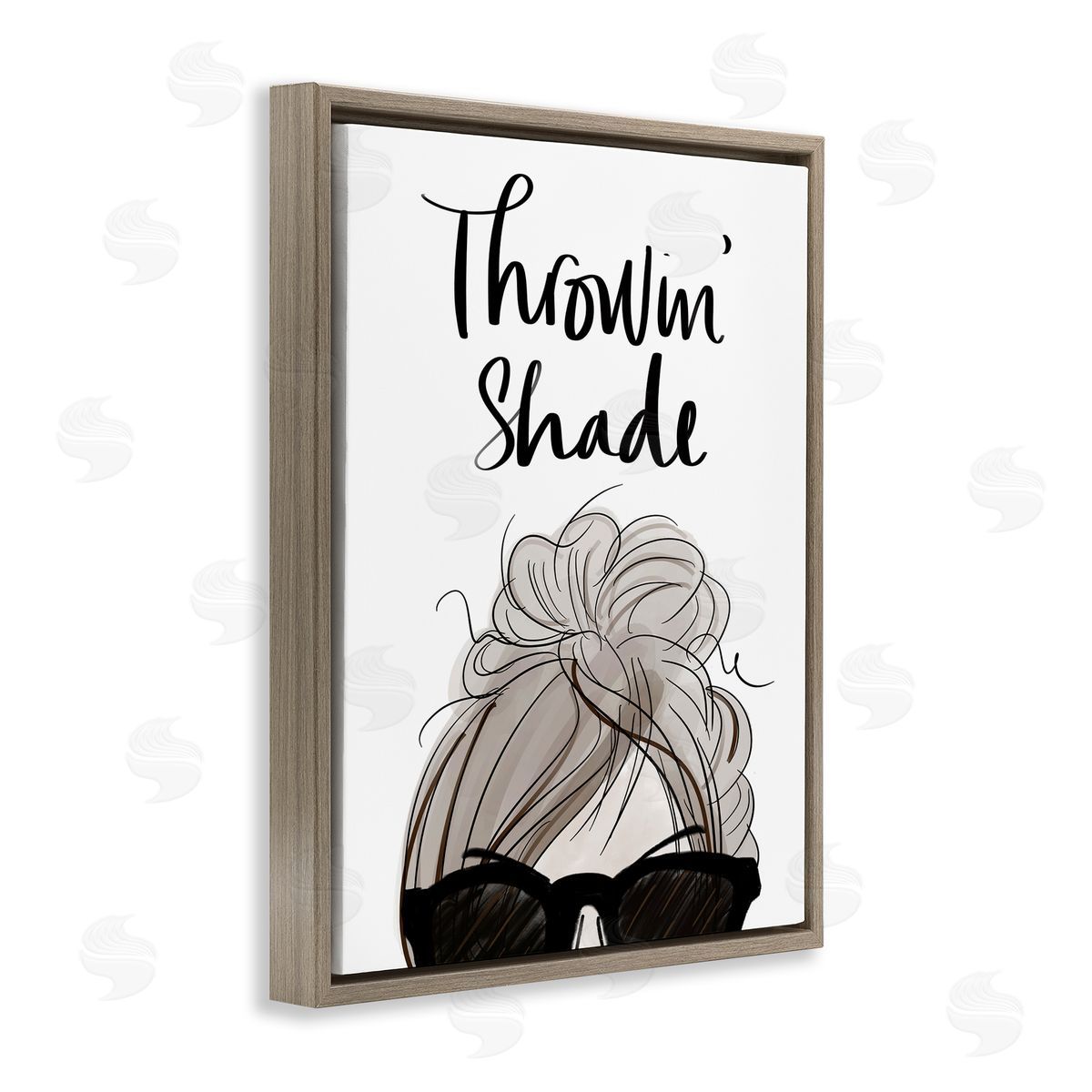 Anna Quach Throwin' Shade Phrase Woman in Sunglasses Brown Floater Frame Canvas Art