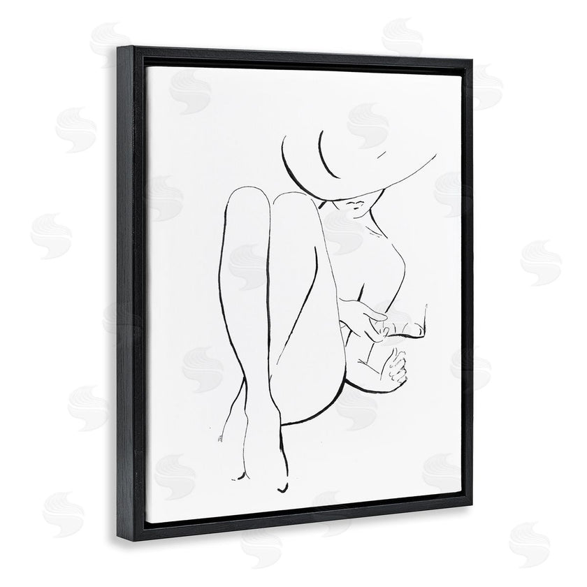 Patricia Pinto | Woman in Sun Hat Minimal Line Drawing