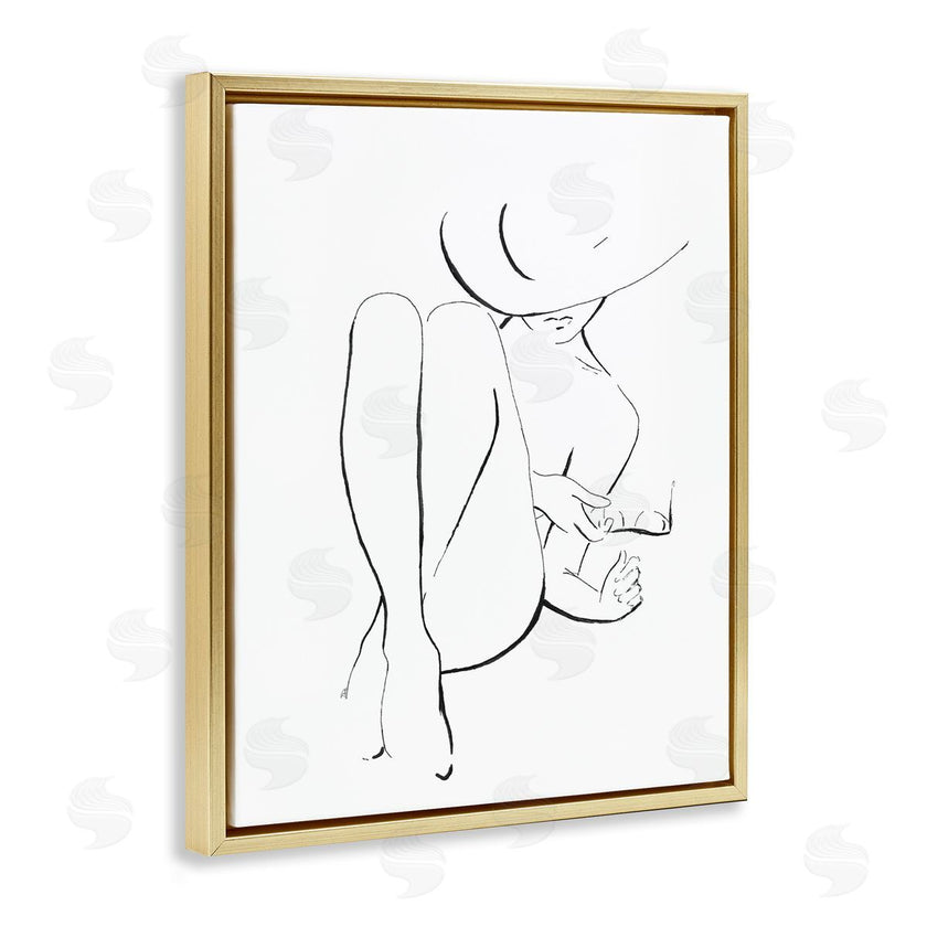 Patricia Pinto | Woman in Sun Hat Minimal Line Drawing