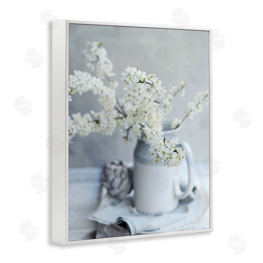 Sarah Gardner | White Blossom Florals in Soft Country Mug