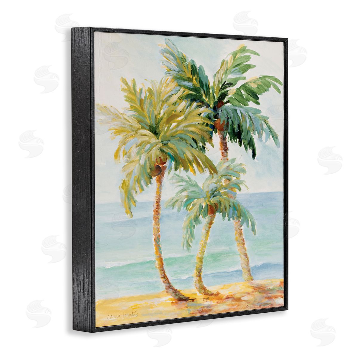 Tropical Palm Trees on Sand Black Frame Print Wall Art, Home Decor by Lanie Loreth