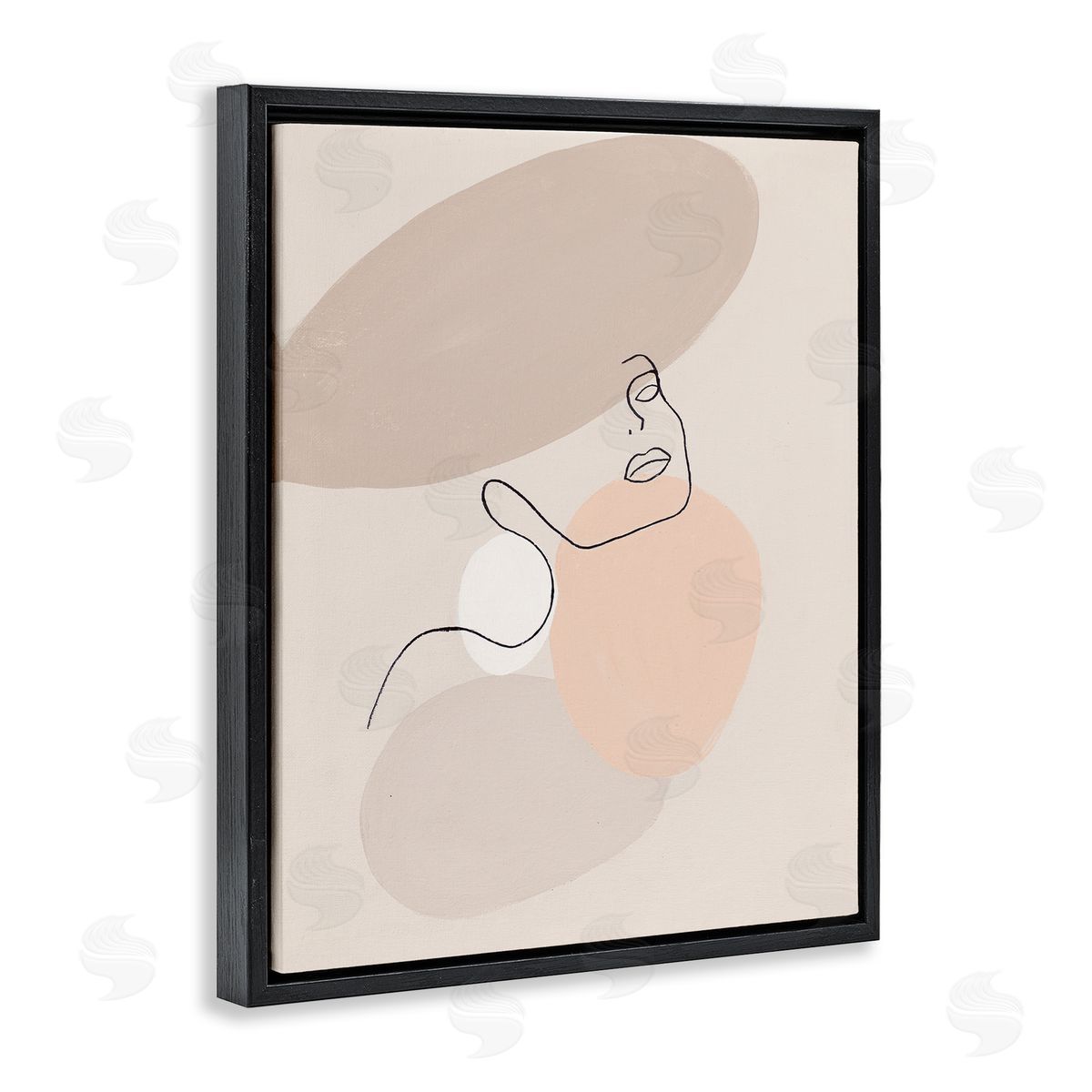 Patricia Pinto Minimal Female Line Drawing over Abstract Shapes Black Floater Frame Canvas Art