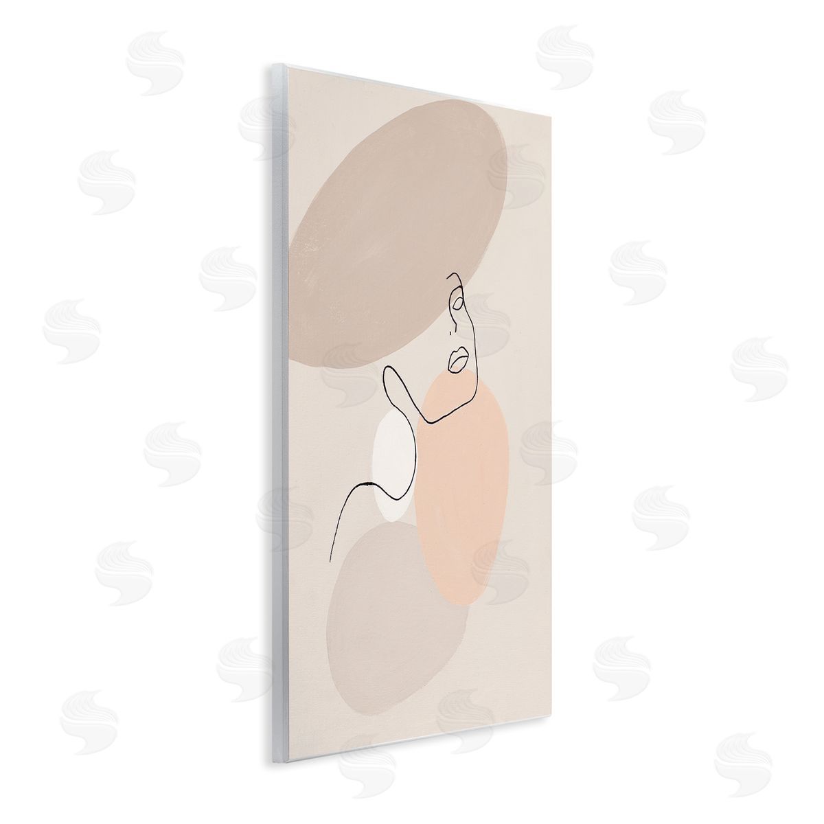 Patricia Pinto Minimal Female Line Drawing over Abstract Shapes Wall Plaque Art