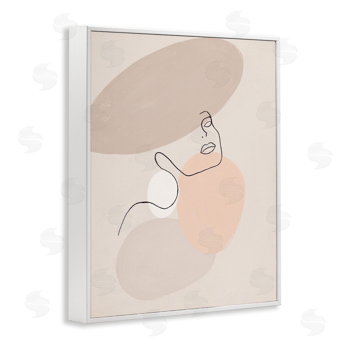Patricia Pinto Minimal Female Line Drawing over Abstract Shapes White Framed Giclee Wall Art