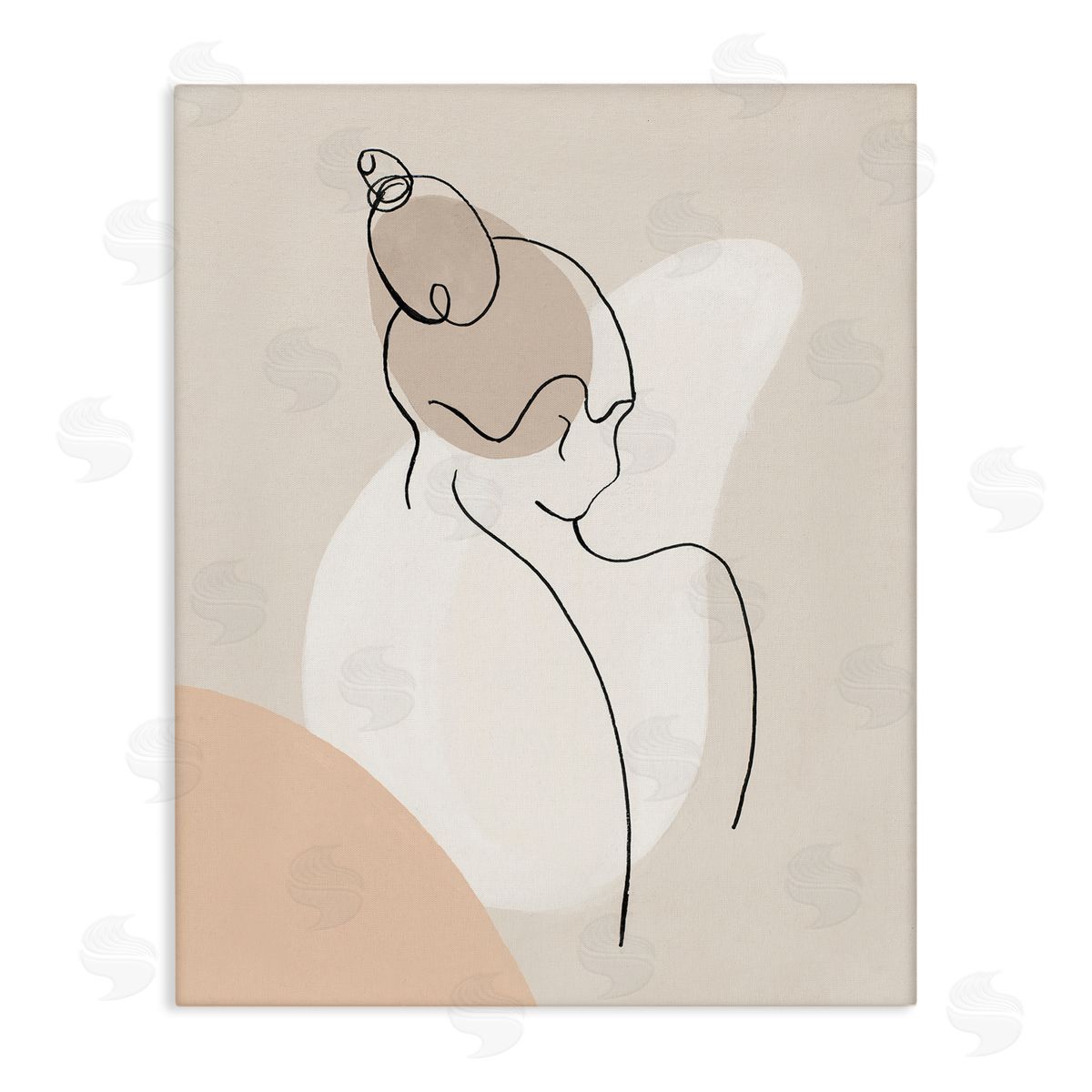 Patricia Pinto Abstract Female Line Drawing over Abstract Shapes Canvas Wall Art