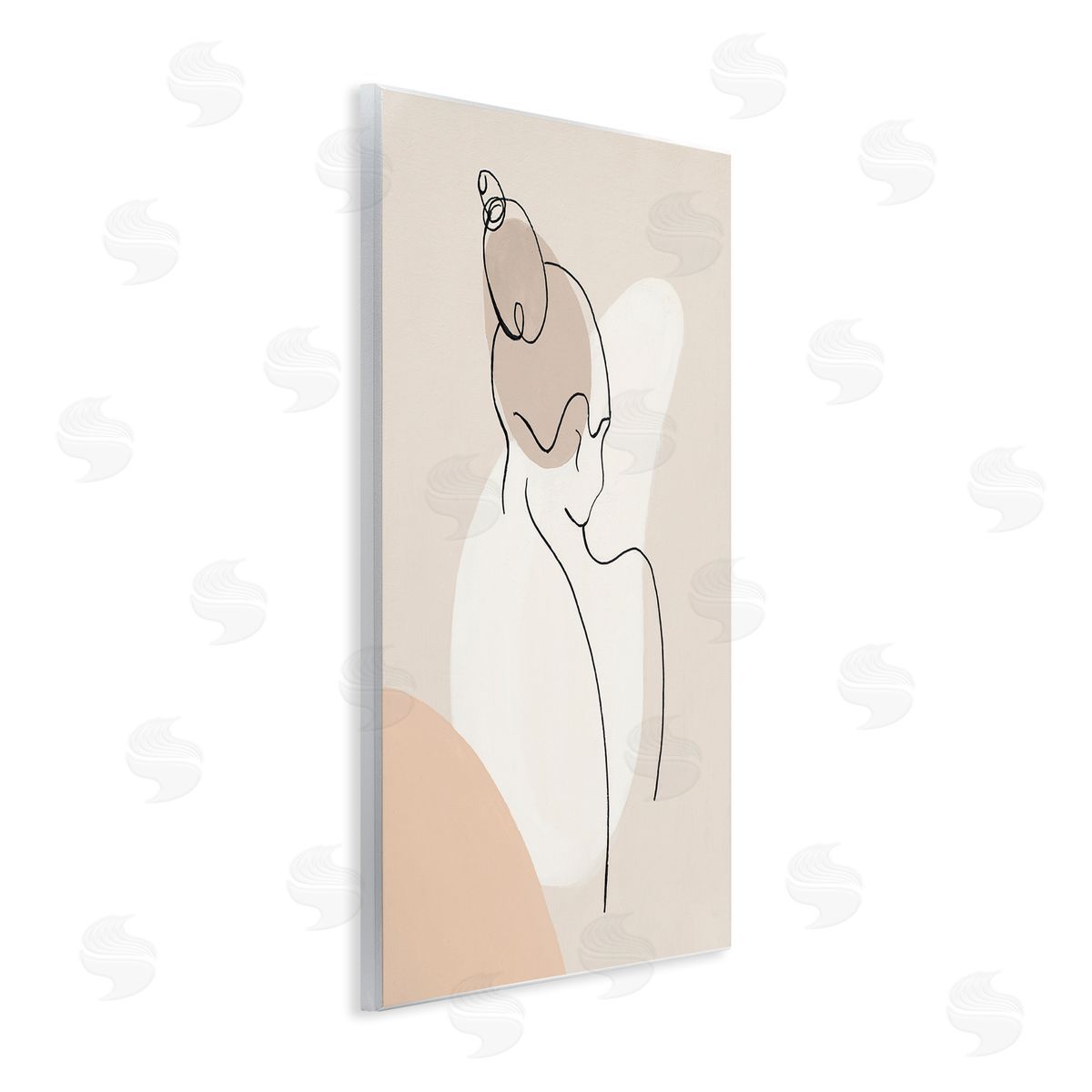 Patricia Pinto Abstract Female Line Drawing over Abstract Shapes Wall Plaque Art