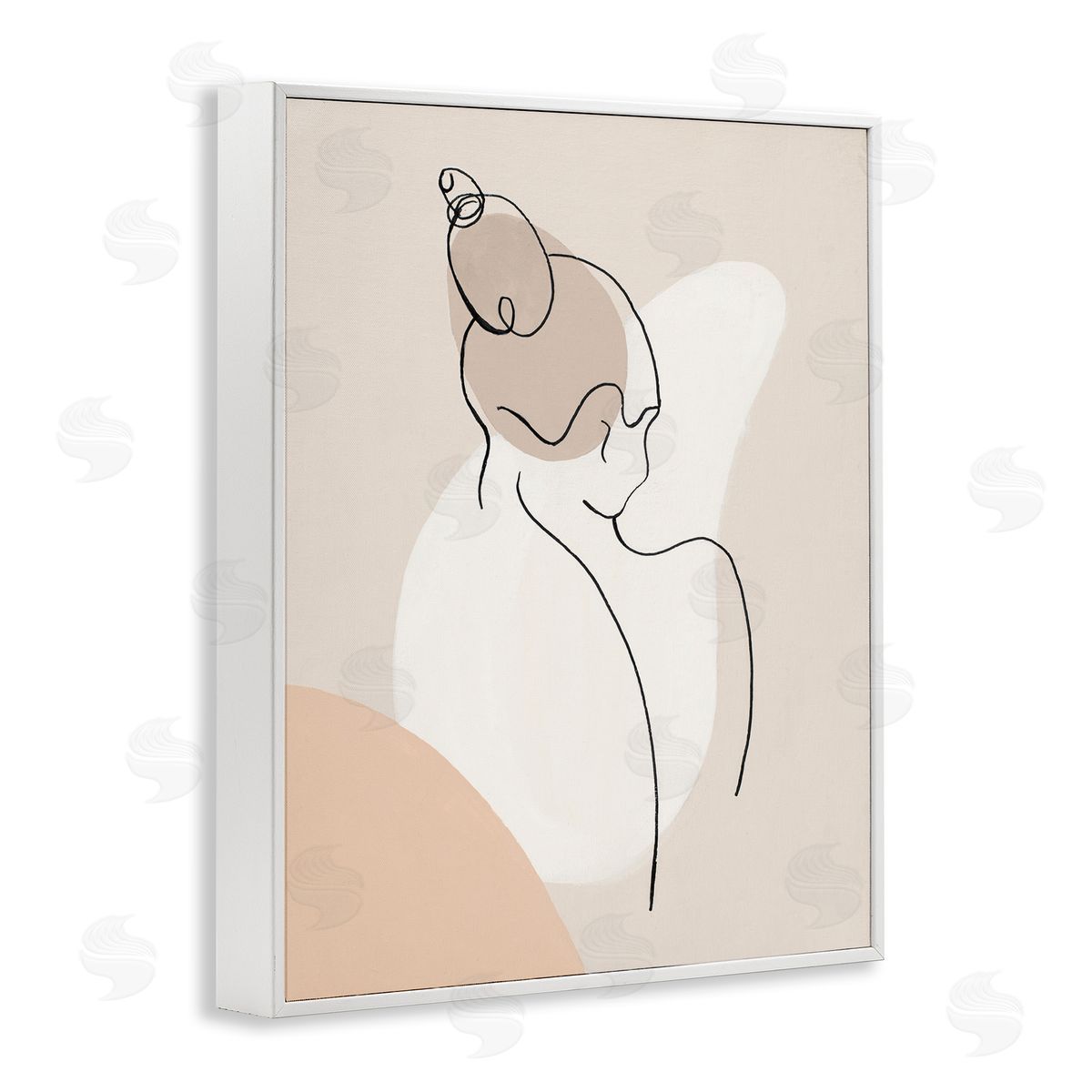 Patricia Pinto Abstract Female Line Drawing over Abstract Shapes White Framed Giclee Wall Art