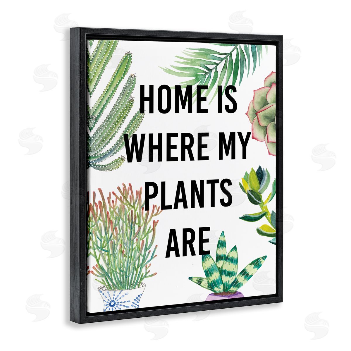 Studio W Home Is Where Plants Are Phrase Potted Foliage Black Floater Frame Canvas Art