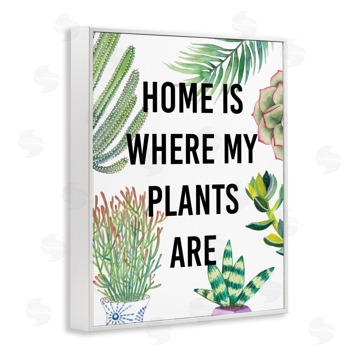 Studio W Home Is Where Plants Are Phrase Potted Foliage White Framed Giclee Wall Art