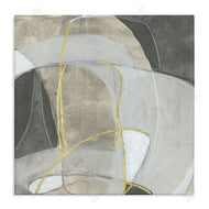 June Erica Vess | Curved Shape Abstraction Grey Beige Gold