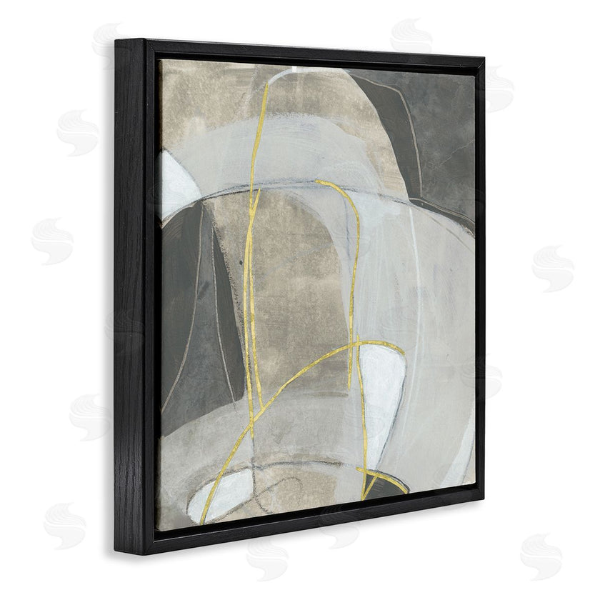 June Erica Vess | Curved Shape Abstraction Grey Beige Gold