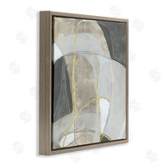 June Erica Vess | Curved Shape Abstraction Grey Beige Gold