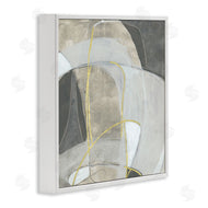 June Erica Vess | Curved Shape Abstraction Grey Beige Gold