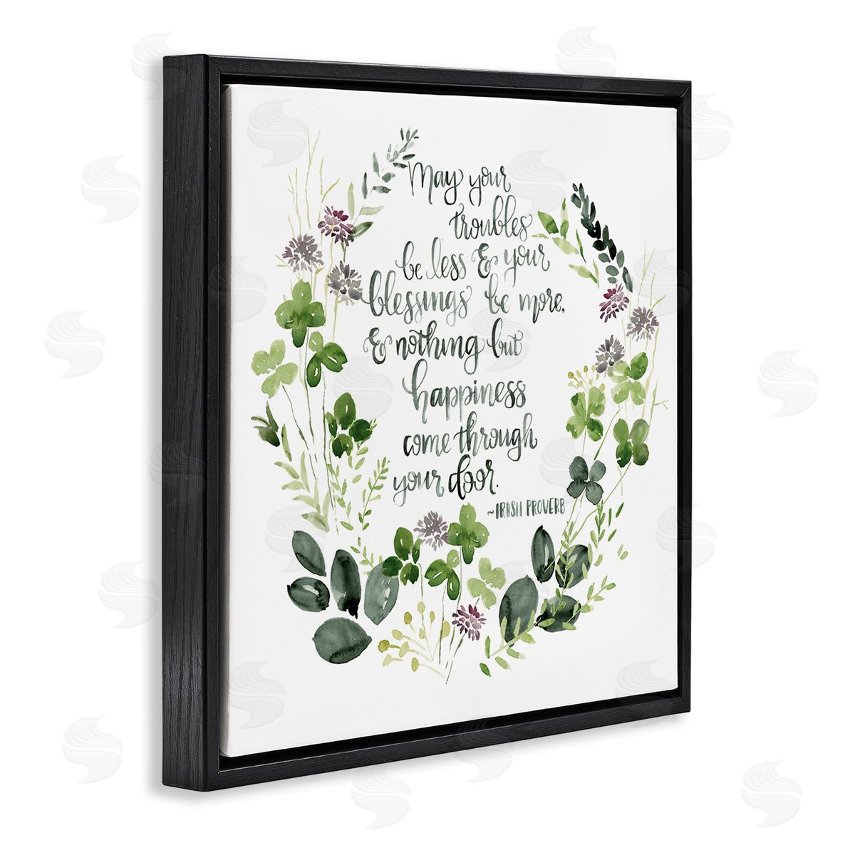 Troubles Be Less Irish Proverbs Black Floating Frame Canvas Wall Art, Home Decor by Jennifer Paxton Parker