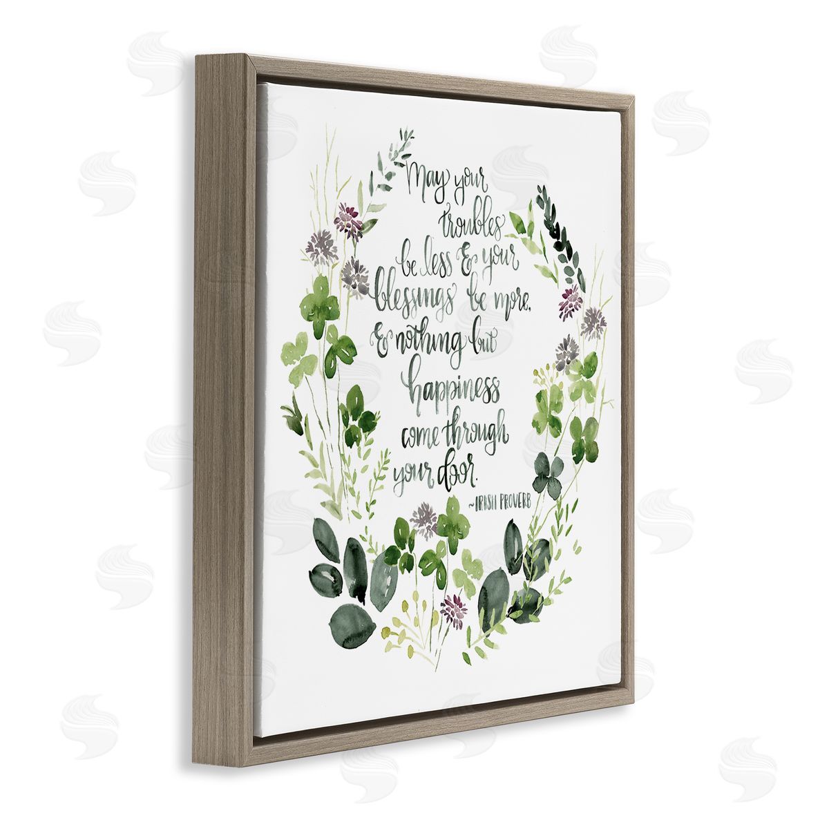 Troubles Be Less Irish Proverbs Brown Floating Frame Canvas Wall Art, Home Decor by Jennifer Paxton Parker