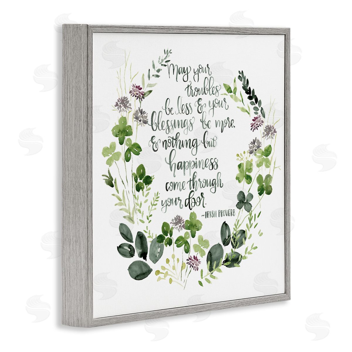 Troubles Be Less Irish Proverbs Grey Frame Print Wall Art, Home Decor by Jennifer Paxton Parker