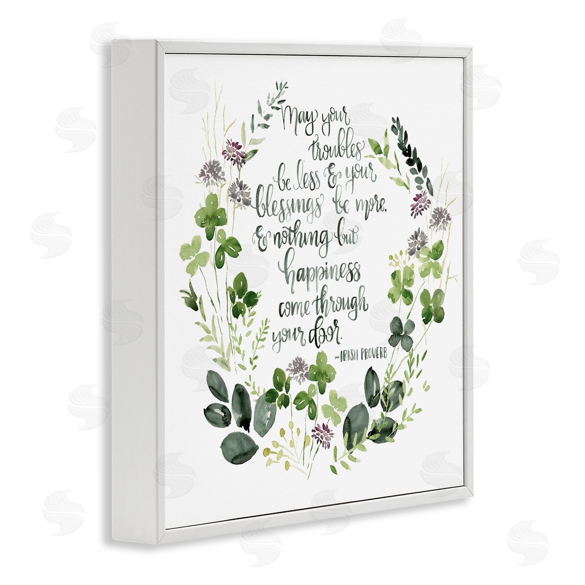 Troubles Be Less Irish Proverbs White Frame Print Wall Art, Home Decor by Jennifer Paxton Parker