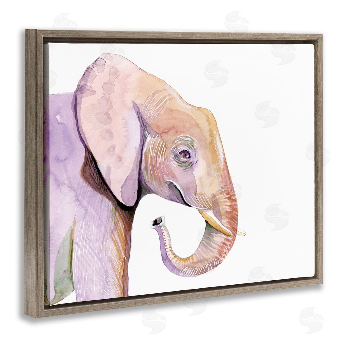 Alicia Ludwig Happy Elephant Smile Purple Red Safari Animal Brown Floater Frame Canvas Art