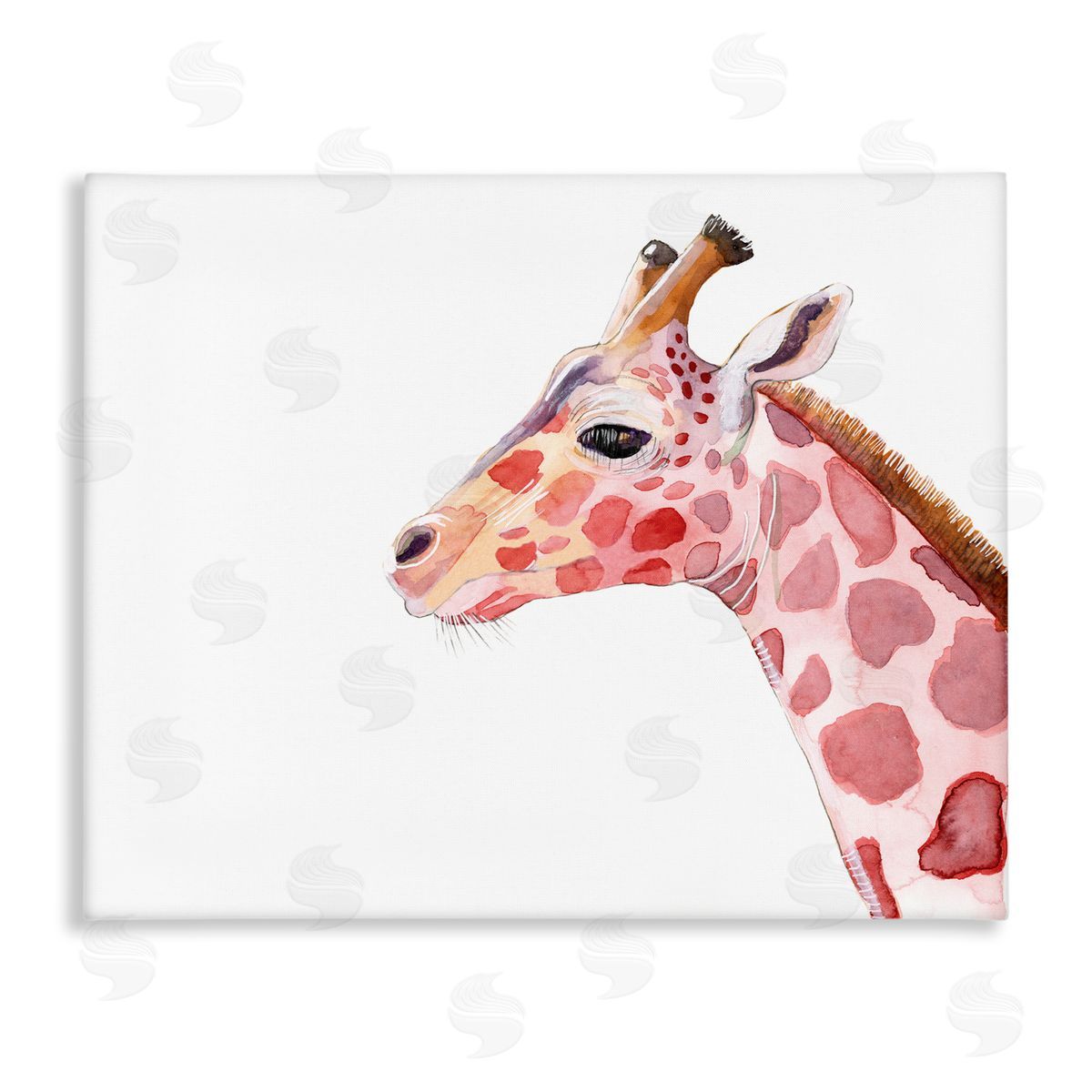 Alicia Ludwig Calm Giraffe Portrait Red Brown Safari Animal Canvas Wall Art