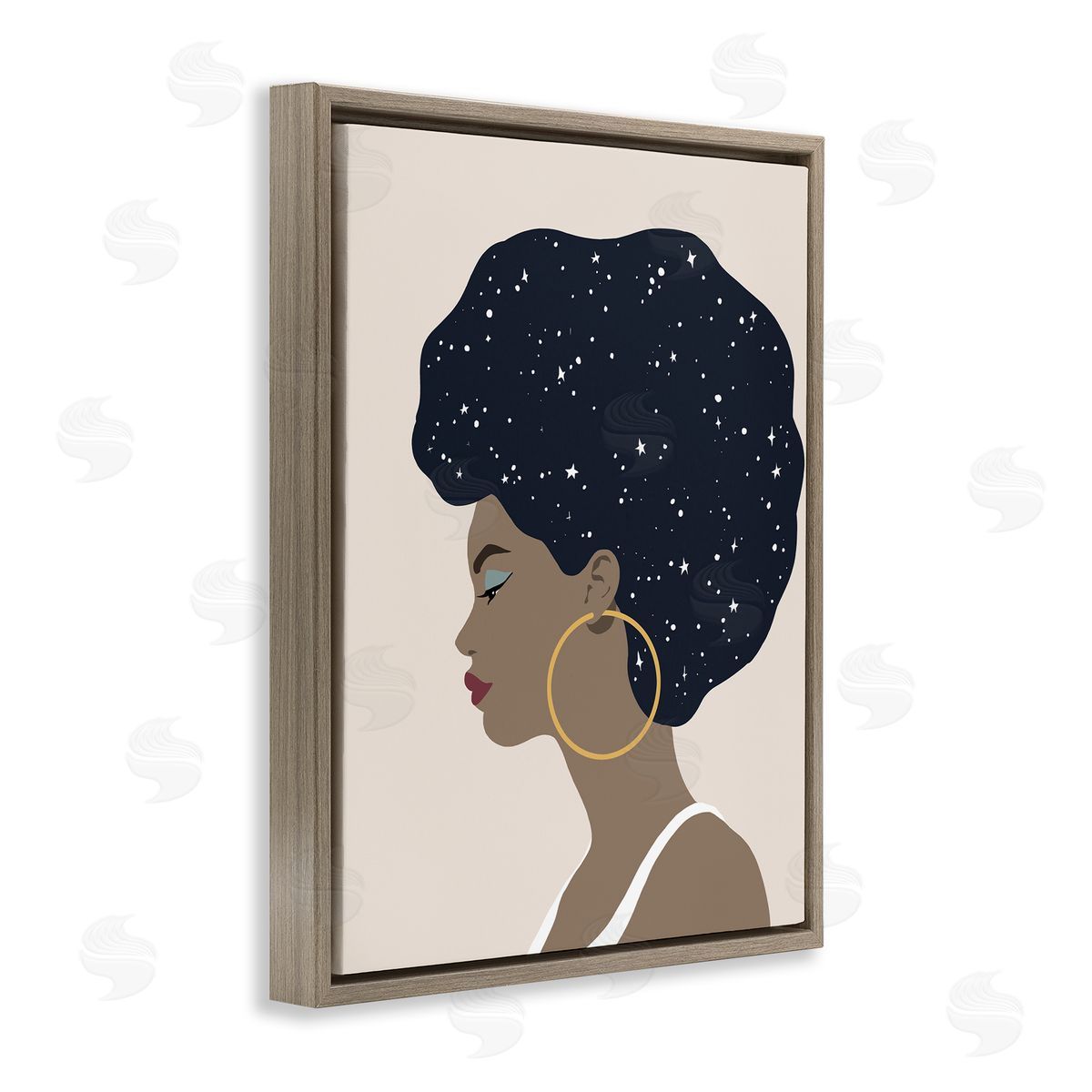 Annie Warren Constellation Hair Glam Female Astrological Stars Brown Floater Frame Canvas Art