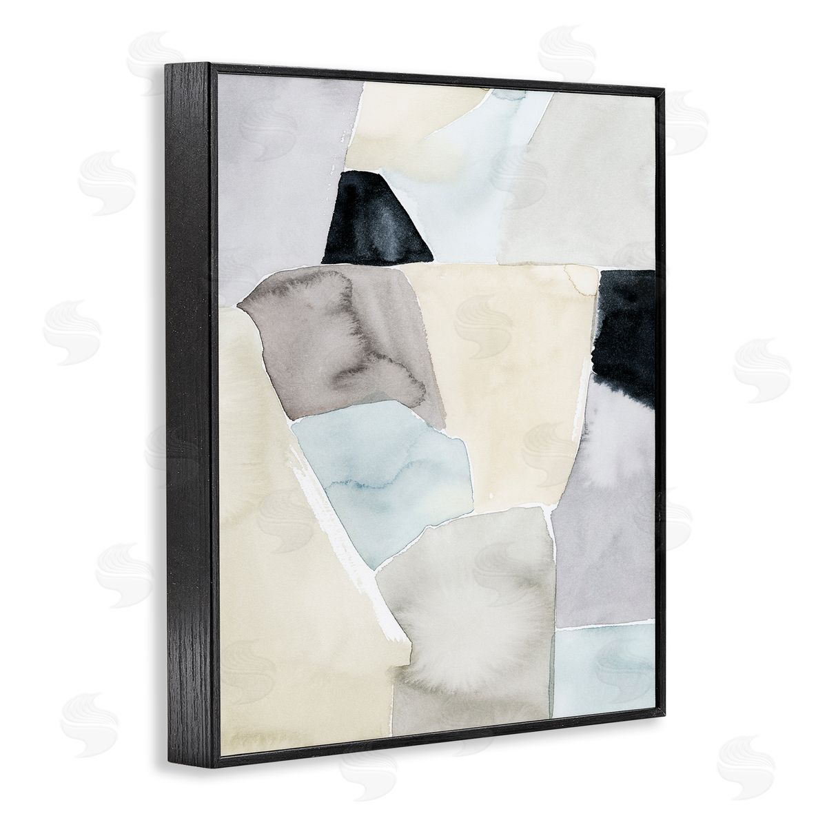 Grace Popp Abstract Rock Shapes Beige Brown Blue Black Framed Giclee Wall Art
