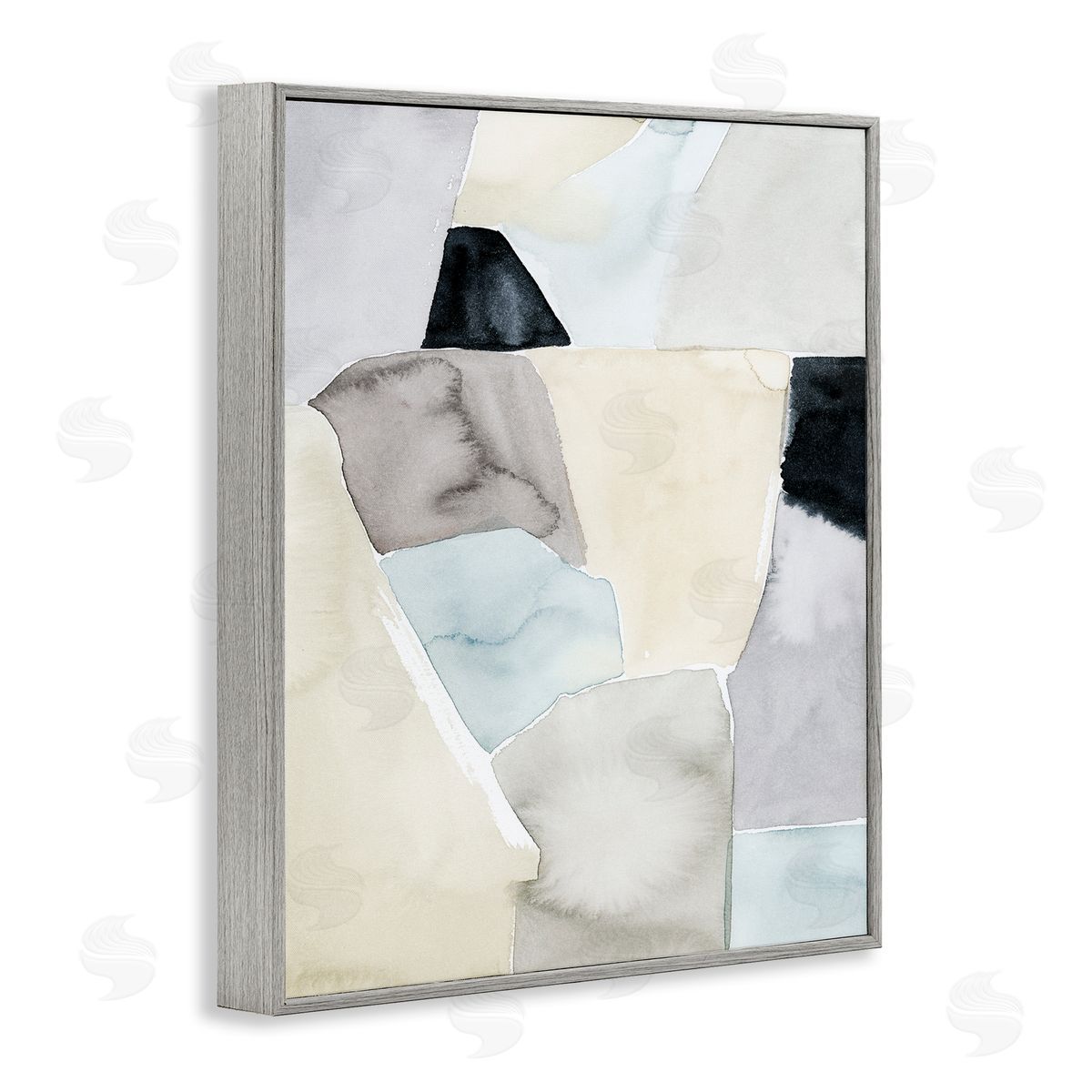 Grace Popp Abstract Rock Shapes Beige Brown Blue Gray Framed Giclee Wall Art