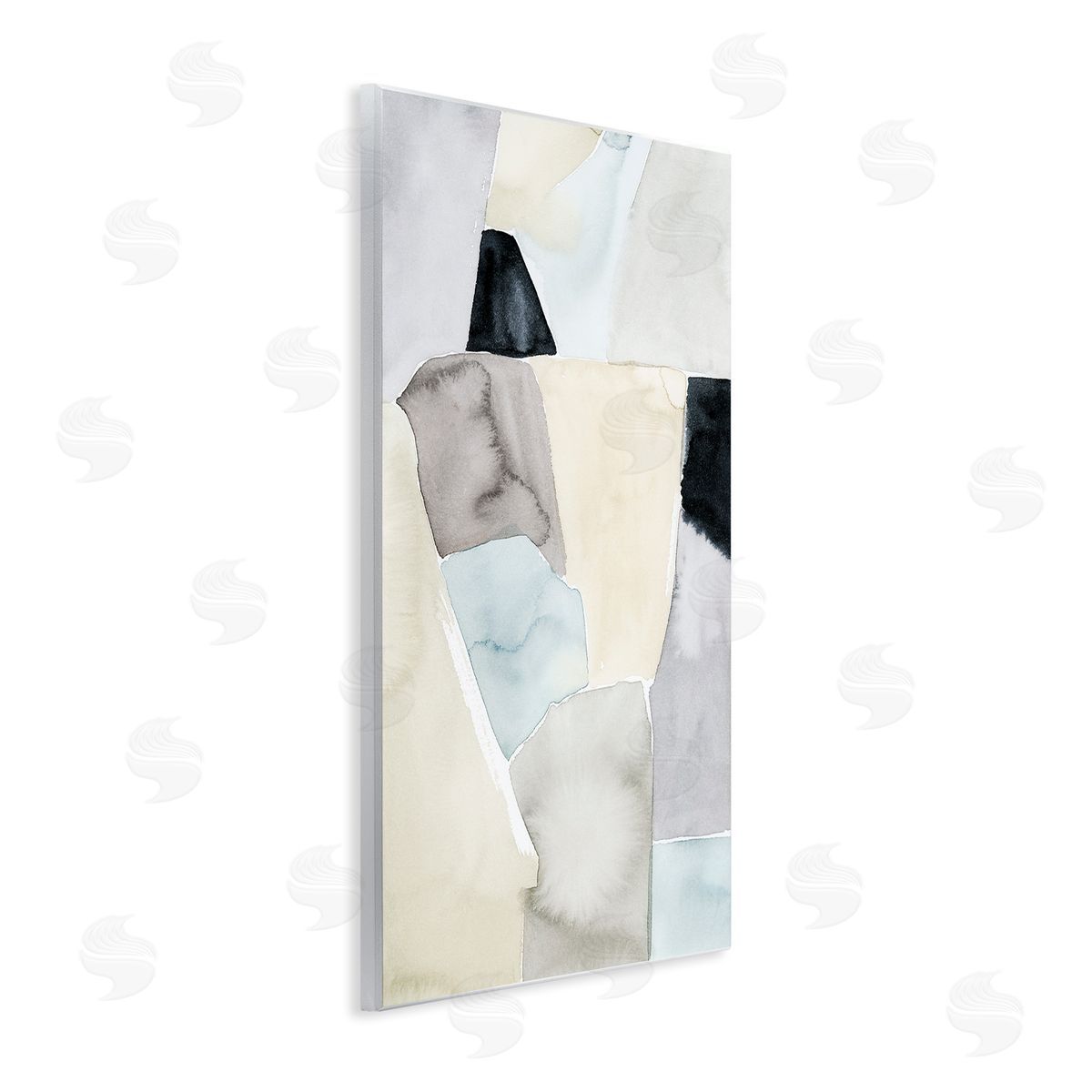 Grace Popp Abstract Rock Shapes Beige Brown Blue Wall Plaque Art