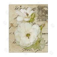 Alonzo Saunders | White Country Florals over Vintage Postal Card