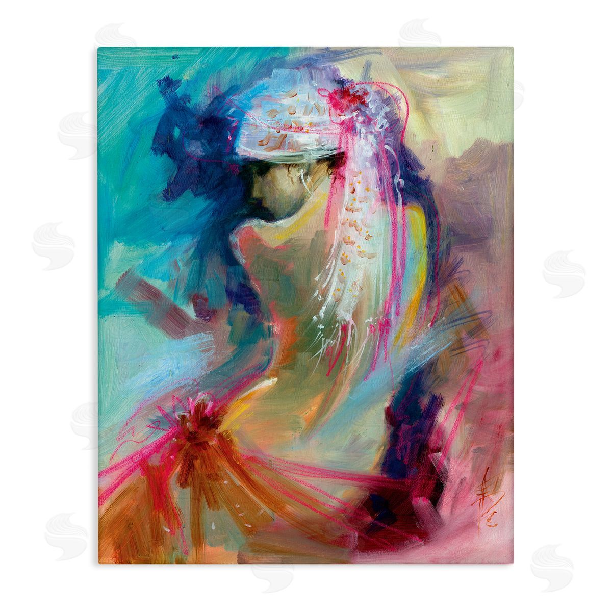 Anne Farrall Doyle Colorful Abstract Nude Female Portrait Back